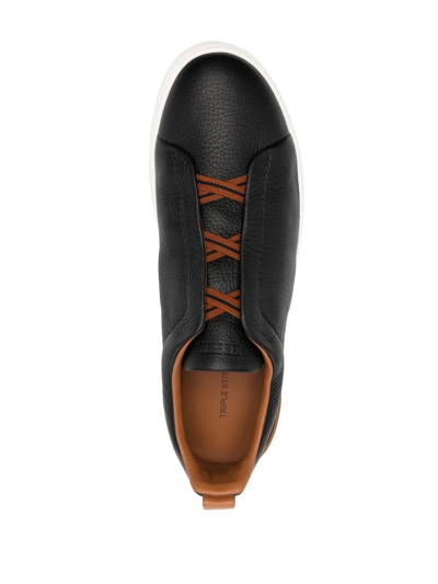 Zegna Sole Contrast Sneakers Pull Tab In Blue