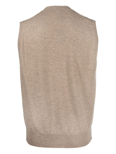 Shop Dell'oglio Cashmere V-neck Vest In Nude