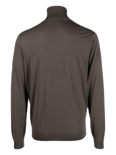 Dell'oglio Merino-wool Roll-neck Jumper In Braun
