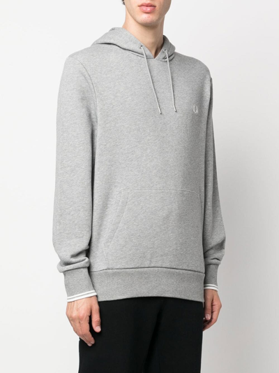Shop Fred Perry Drawstring Embroidered-logo Hoodie In Grau