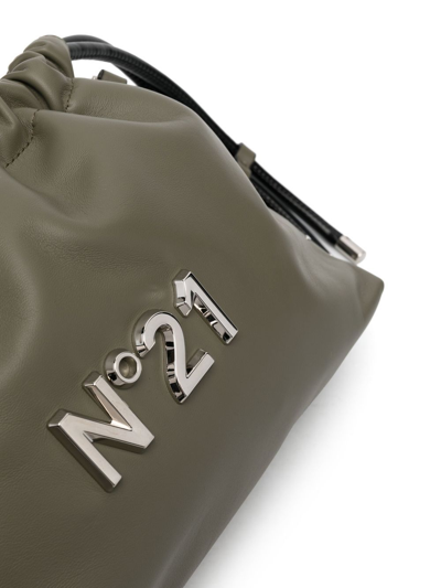 Shop N°21 Logo-plaque Leather Shoulder Bag In Silver