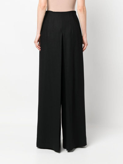 Shop Alberta Ferretti Belted-waist Wide-leg Trousers In Schwarz