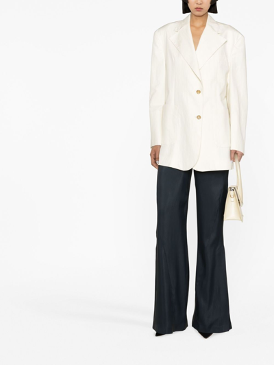 Jacquemus Le Pantalon Soffio Flared Trousers In Blau