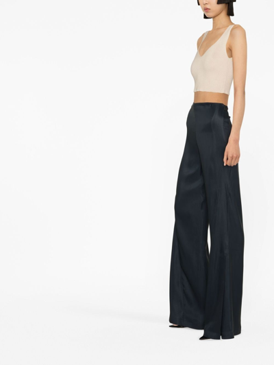 Shop Jacquemus Le Pantalon Soffio Flared Trousers In Blau