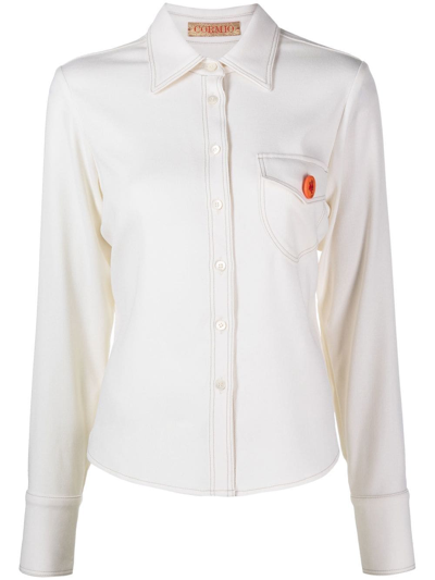Cormio Katy Pin Badge Long-sleeved Shirt In White