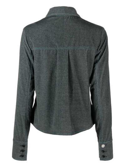 Cormio Katy Long-sleeved Denim Shirt With Patches In Blau
