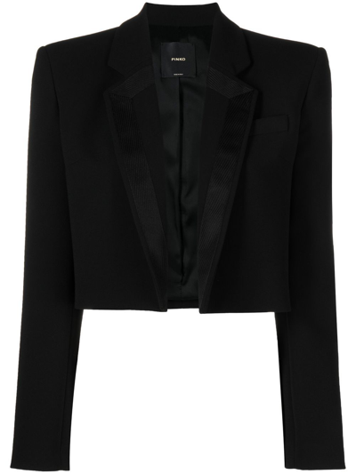 Shop Pinko Notched-collar Cropped Blazer In Black