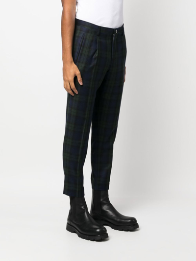Incotex Plaid-check Print Chino Trousers In Blue