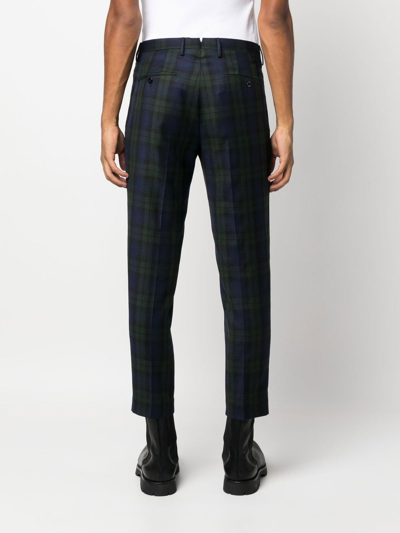 Incotex Plaid-check Print Chino Trousers In Blue