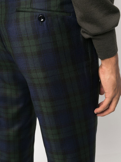Incotex Plaid-check Print Chino Trousers In Blue
