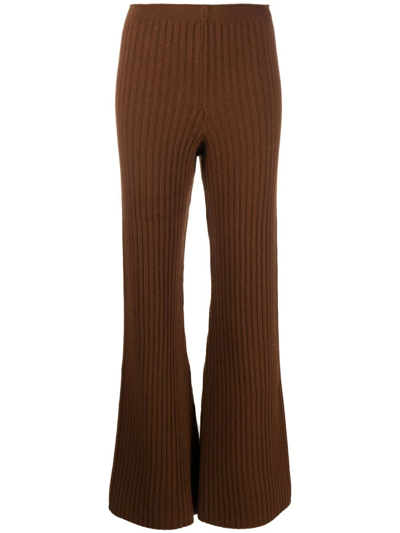 Shop Laneus Knitted Wool Trousers In Braun
