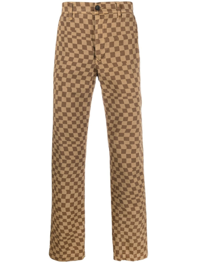 Incotex Check-print Straight-leg Jeans In Braun