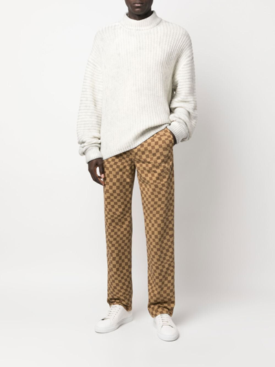 Incotex Check-print Straight-leg Jeans In Braun