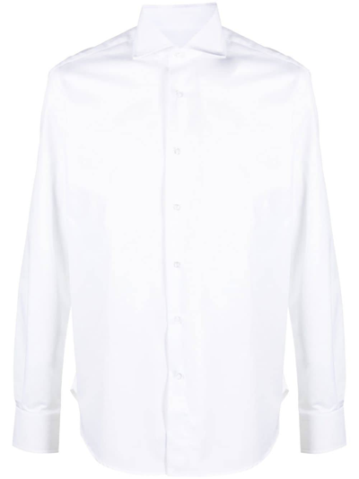 Orian White Slim-fit Shirt With Classic Collar In Weiss