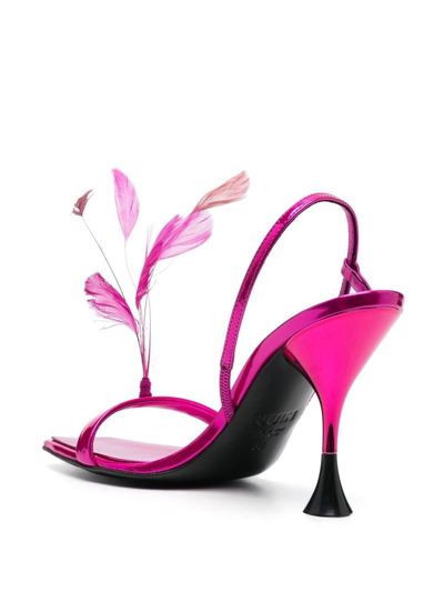 3juin Kimi Sandal In Metallised Fuchsia Leather In Rosa