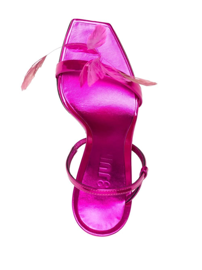 3juin Kimi Sandal In Metallised Fuchsia Leather In Rosa