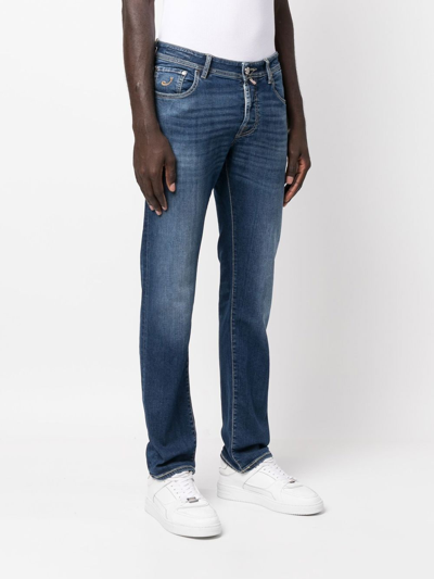 Shop Jacob Cohen Straight-leg Faded Jeans In Blue