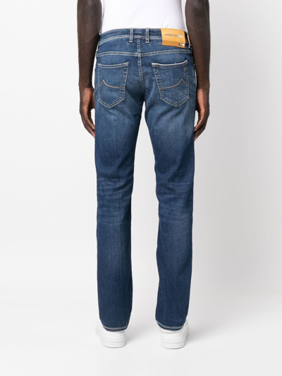 Shop Jacob Cohen Straight-leg Faded Jeans In Blue