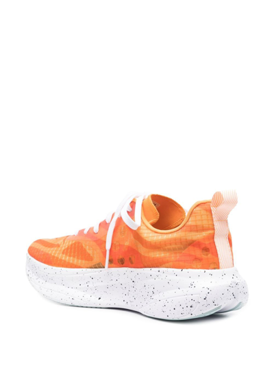 Shop Brand Black Abstract-pattern Lace-up Sneakers In Orange