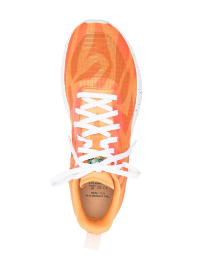 Shop Brand Black Abstract-pattern Lace-up Sneakers In Orange