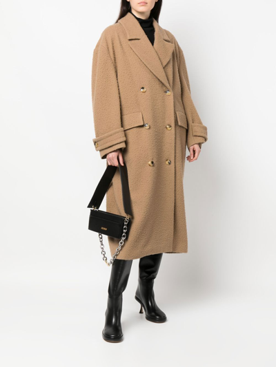 Shop Amiri Double-breasted Oversized Coat In Nude