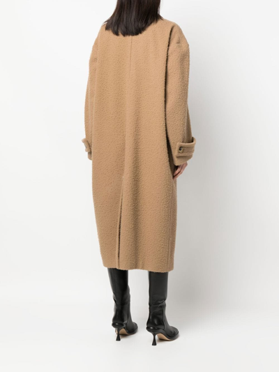 Shop Amiri Double-breasted Oversized Coat In Nude