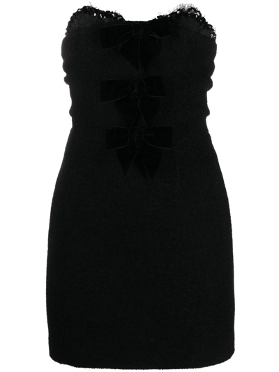 Shop Alessandra Rich Lace-trim Strapless Mini Dress In Schwarz