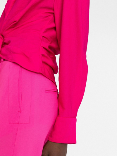 Shop Jacquemus Knot-detail Long-sleeve Shirt In Rosa