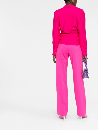 Shop Jacquemus Knot-detail Long-sleeve Shirt In Rosa