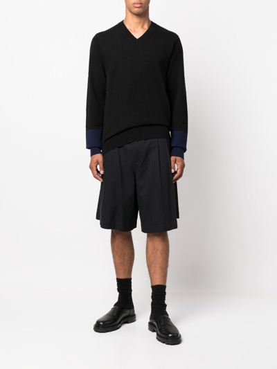 Comme Des Garçons V-neck Long-sleeve Jumper In Schwarz