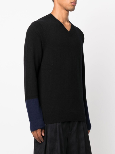 Comme Des Garçons V-neck Long-sleeve Jumper In Schwarz
