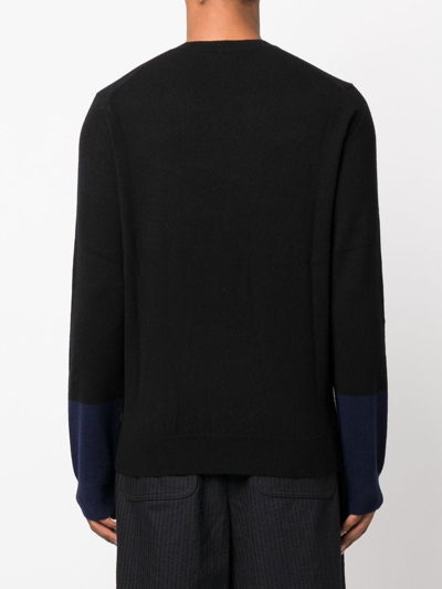 Comme Des Garçons V-neck Long-sleeve Jumper In Schwarz
