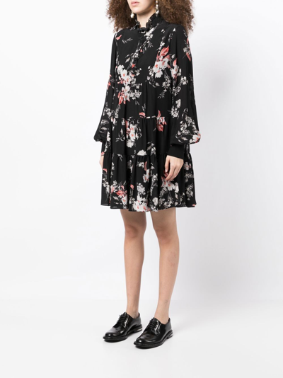 Shop Erdem Karla Floral-print Short Dress In Black