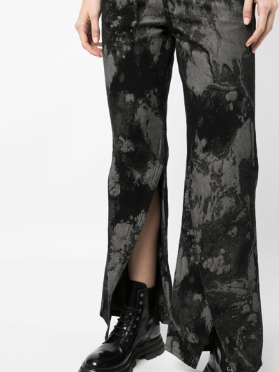 Shop Feng Chen Wang Embroidered Double-waisted Flared Jeans In Black