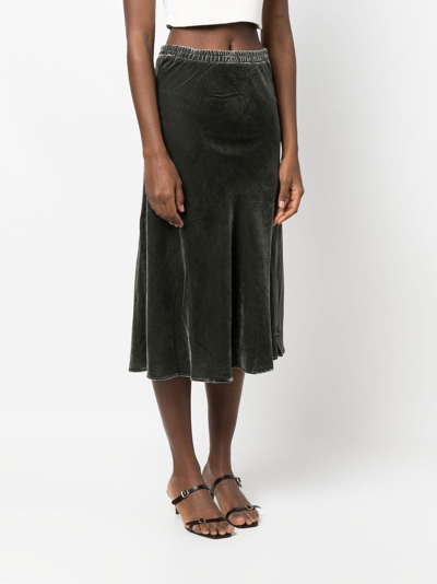 Gold Hawk Grey Velvet Flared Midi Skirt In Grau