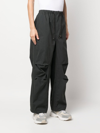 Shop Stussy Cotton-blend Wide-leg Trousers In Schwarz