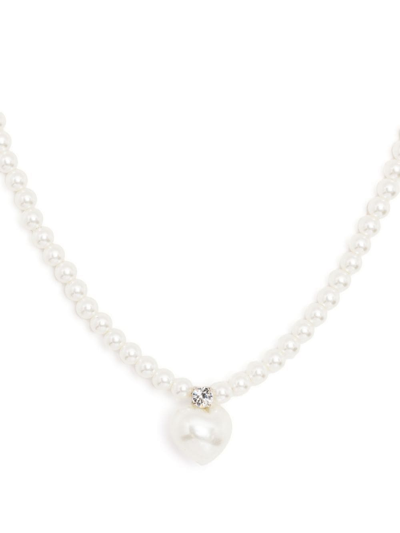 Shop Simone Rocha Heart-shaped Pearl Necklace In Weiss