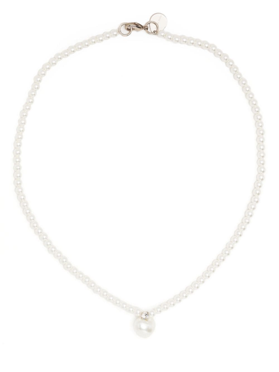 Shop Simone Rocha Heart-shaped Pearl Necklace In Weiss