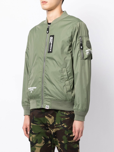 Shop Aape By A Bathing Ape Logo-print Bomber Jacket In Grün