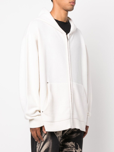 Shop 424 Zip-up Wool-blend Hoodie In Weiss