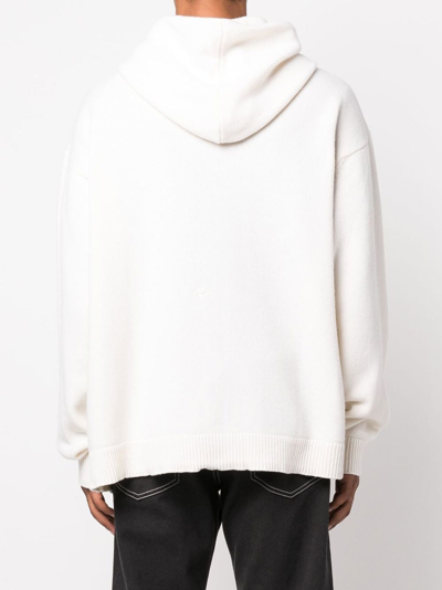 Shop 424 Zip-up Wool-blend Hoodie In Weiss