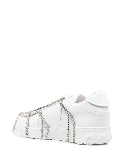 Shop Gcds Crystal-embellished Sneakers In White