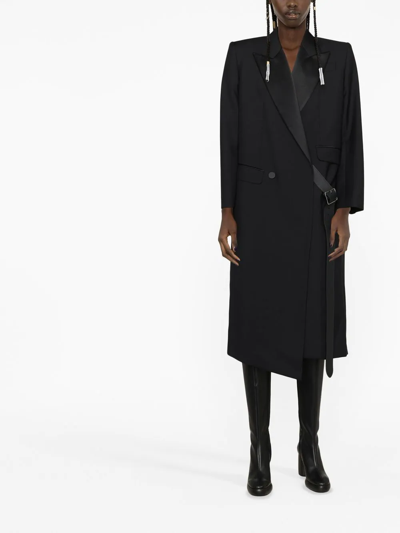 Alexander Mcqueen Double-breasted Wool Blend Coat With Buckle Detail In Black