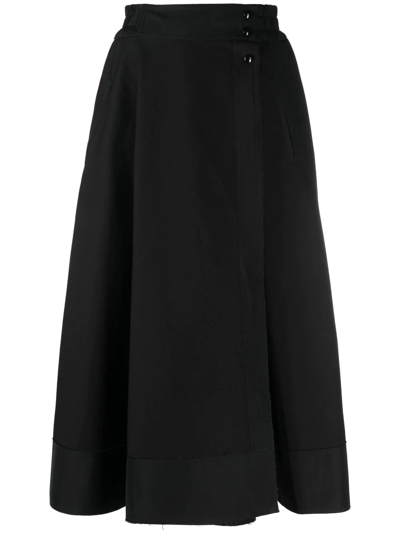 Shop Khaite Side-buttoned A-line Skirt In Schwarz