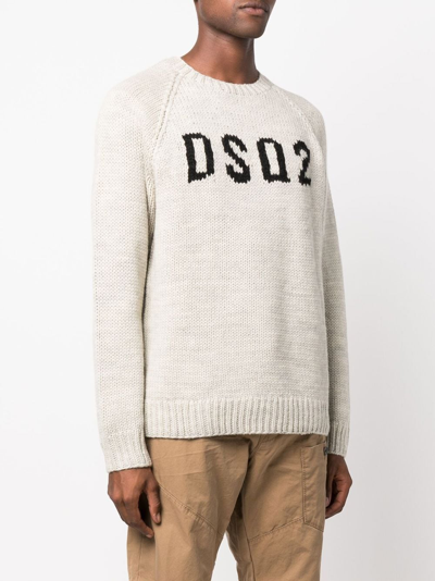 Shop Dsquared2 Logo-intarsia Wool Jumper In Nude