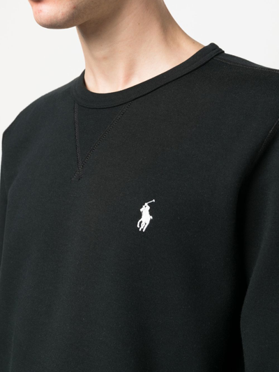Shop Polo Ralph Lauren Embroidered-logo Crew Neck Jumper In Schwarz
