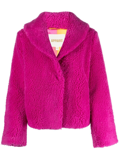 Shop Apparis Fiona Faux-shearling Jacket In Pink