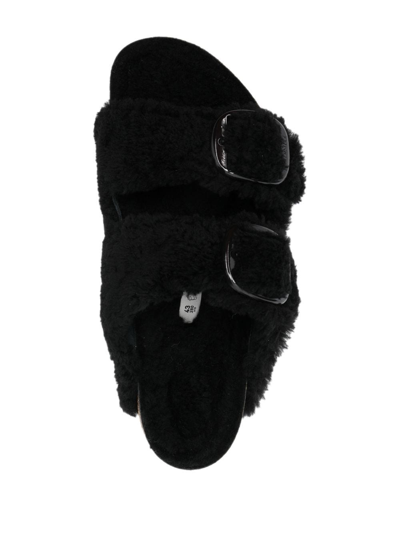 Shop Birkenstock Arizona Shearling Slip-on Sandals In Black
