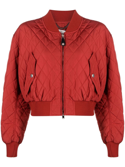 Shop Stella Mccartney Quilted Bomber Jacket In Rot