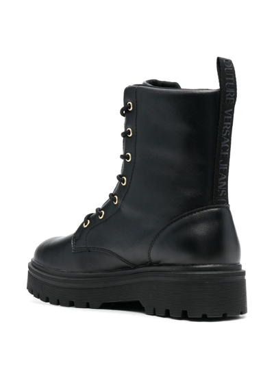 Versace Jeans Couture Syrius V - Emblem Leather Ankle Boots In Schwarz